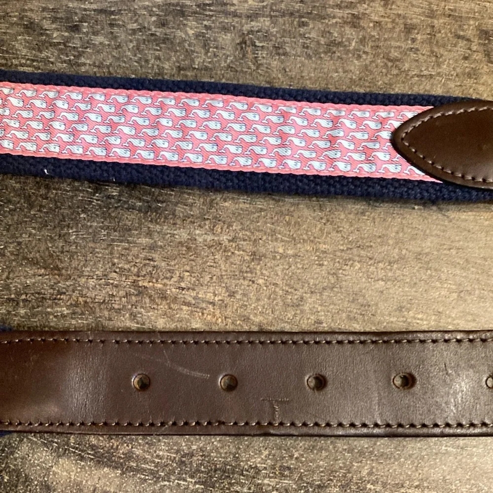 Vineyard Vines Kids Whale‎ Pattern Canvas Belt Size 32 Pink Blue Nautical